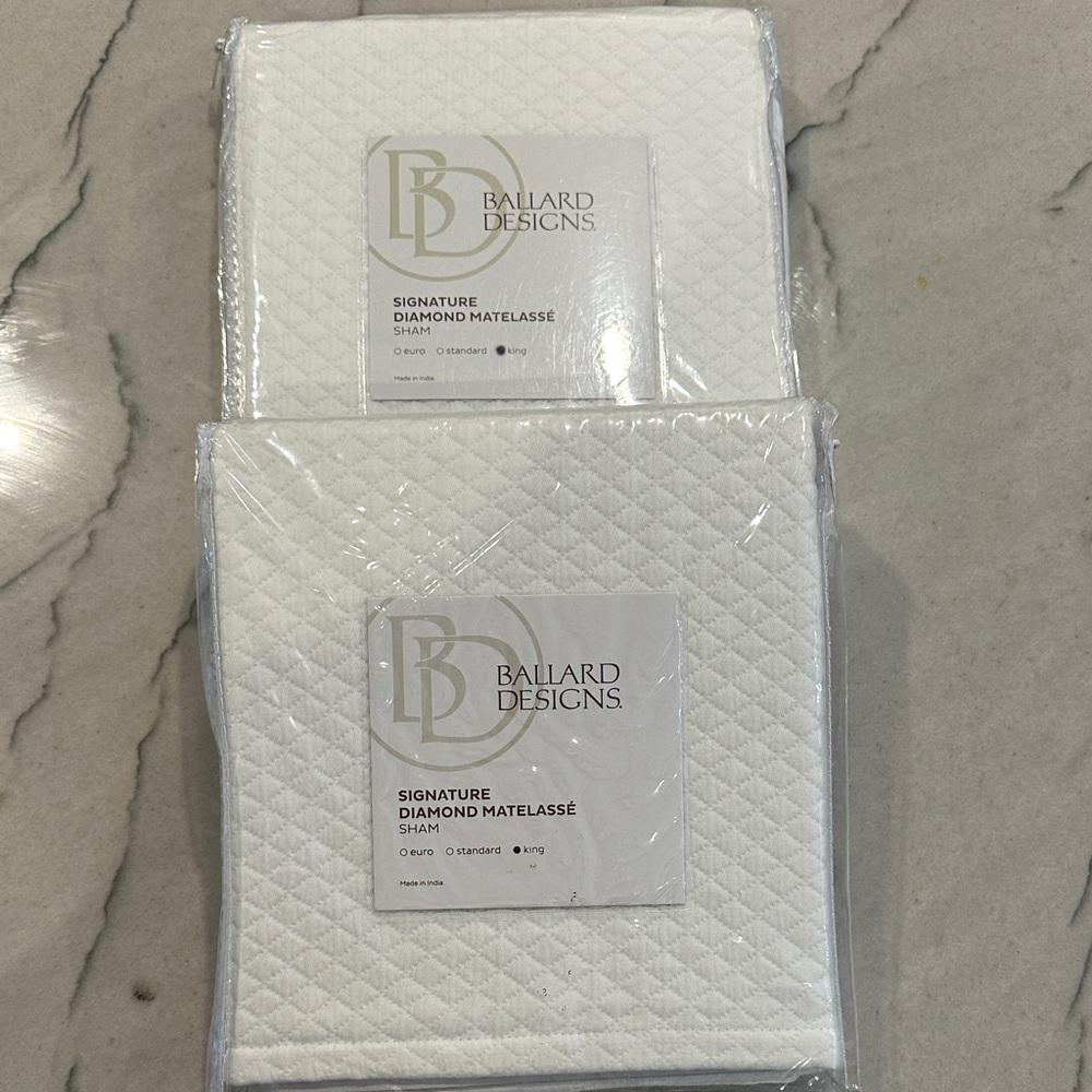 Ballard Designs White Diamond Matelassé King Sham - set of 2